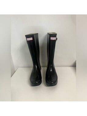 HUNTER WOMENS HIGH TOP RAINING BOOTS BLACK COLOR